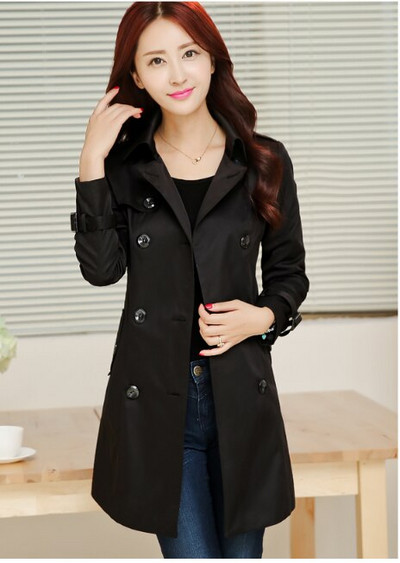 Tavaszi őszi új női klasszikus, duplasoros, középhosszú felvonókabát női vékony utcai széldzseki üzleti felsőruházat