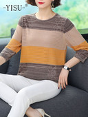 YISU Ženski jesenski pulover s O-izrezom i šavovima u boji Ženski džemper dugih rukava Široki ležerni pleteni pulover Ženska odjeća