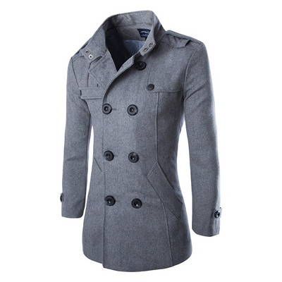 Rudens vīriešu Slim Fit vilnas mētelis, 2 krāsu M-5XL AYG118