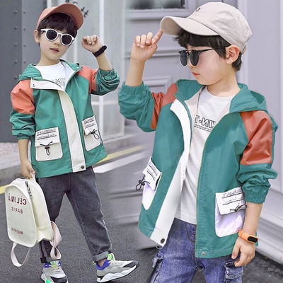 Zēniem pavasara-rudens jaka skolas apģērbs gari bērnu topi zīdaiņu zēnu vējjakas bērnu piedurknēm ar kapuci ūdensnecaurlaidīgs bērnu virsdrēbes 4-14 g.