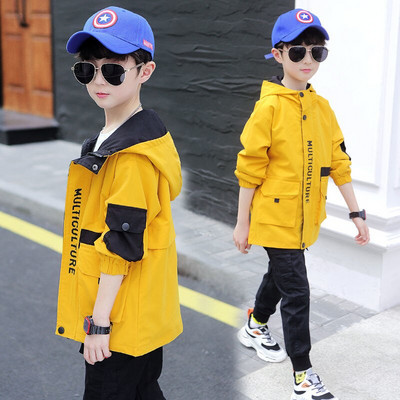 Zēniem pavasara-rudens jaka skolas apģērbs gari bērnu topi zīdaiņu zēnu vējjakas bērnu piedurknēm ar kapuci ūdensnecaurlaidīgs bērnu virsdrēbes 4-14 g.