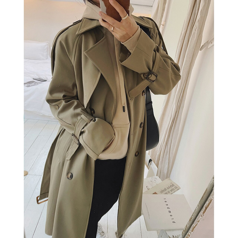 2022 Γυναικεία καμπαρντίνα Μπουφάν Άνοιξη Φθινόπωρο Αντιανεμικό Αδιάβροχα Πανωφόρι Za Outerwear Ρούχα Πόντσο Κορεάτικη μόδα Oem Φτηνές