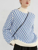 Trikotāžas džemperis džemperis Sieviešu Argyle džemperis Sieviešu ziemas džemperis Lielizmēra dāmu trikotāžas džemperis ar garām piedurknēm Top Truien Dames