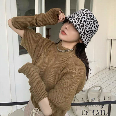 Pleteni ženski pulover s visokim ovratnikom Perceptual, jednostavni pleteni pulover s rukavima s polu mjehurićima, novi stil za proljeće i jesen 2022.