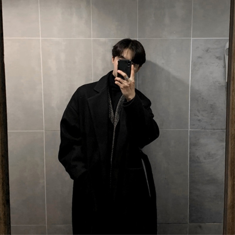 Χειμερινό χοντρό μάλλινο παλτό Ανδρική ζεστή ζώνη μόδας Μακρύ μάλλινο παλτό ανδρικό κορεατικό φαρδιές ζακέτες μάλλινο παλτό ανδρικό παλτό