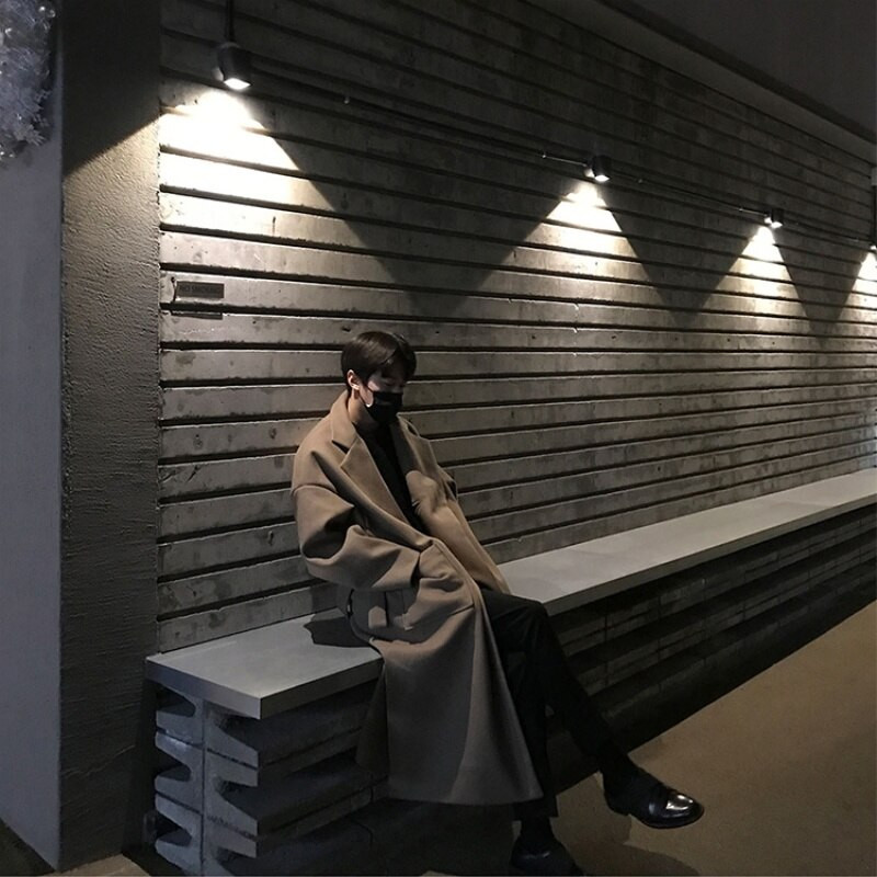 Χειμερινό χοντρό μάλλινο παλτό Ανδρική ζεστή ζώνη μόδας Μακρύ μάλλινο παλτό ανδρικό κορεατικό φαρδιές ζακέτες μάλλινο παλτό ανδρικό παλτό