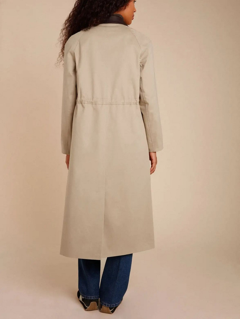 Jauna sieviešu savilkšanas aukliņa vidukļa vidēja garuma uzplaukuma mētelis sieviešu krāsā, kontrasta krāsā, nolaižama apkakle, vienrindas brīva vējjaka 2022. g.