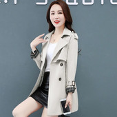 Κοστούμι γιακά μπουφάν Λεπτές γυναικείες καμπαρντίνες καρό 2022 Νέα άνοιξη φθινοπωρινό αντιανεμικό με διπλό στήθος, γυναικεία ρούχα