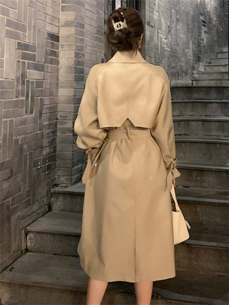 Long Trench Sieviešu 2022. gada rudens ziema, jauni, divrindu jostu, brīva korejiešu jaka Biroja sieviešu virsdrēbes sieviešu modes mēteļi