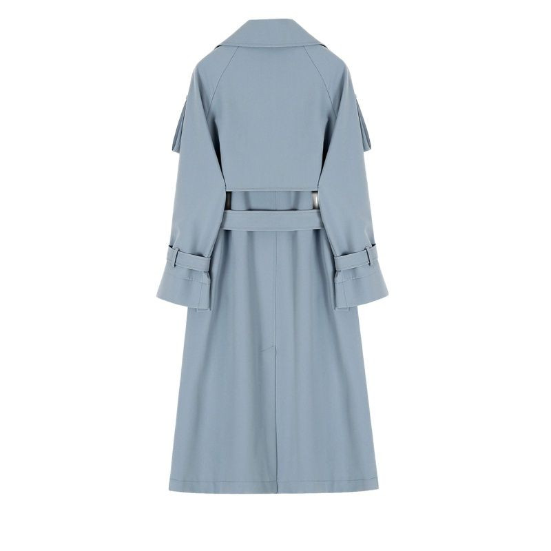 Modni plavi dugi trenč kaput Ženska odjeća 2022. Proljeće Jesen Vjetrovke Kaputi s dvostrukim kopčanjem Ženski kaputi jp141
