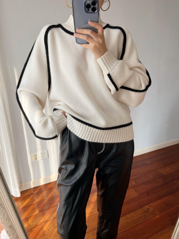 Niche dizajn Jesen/zima Novo oblikovana ramena Ženski vuneni pulover Visokokvalitetni pleteni puloveri Topovi od kašmira