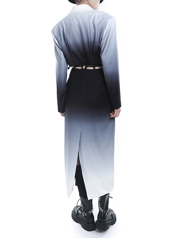 [EAM] Sieviešu pakāpeniska krāsa, gara tranšeja, jauns atloks ar garām piedurknēm, brīvi pieguļoša vējjaka, modes plūdmaiņas, pavasaris, 2022. gada rudens, rudens 1DE4347