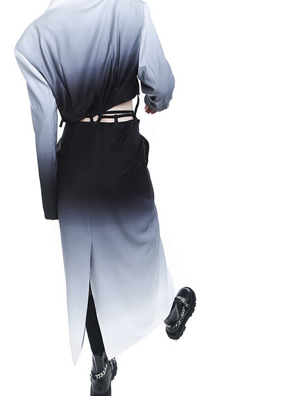 [EAM] Sieviešu pakāpeniska krāsa, gara tranšeja, jauns atloks ar garām piedurknēm, brīvi pieguļoša vējjaka, modes plūdmaiņas, pavasaris, 2022. gada rudens, rudens 1DE4347