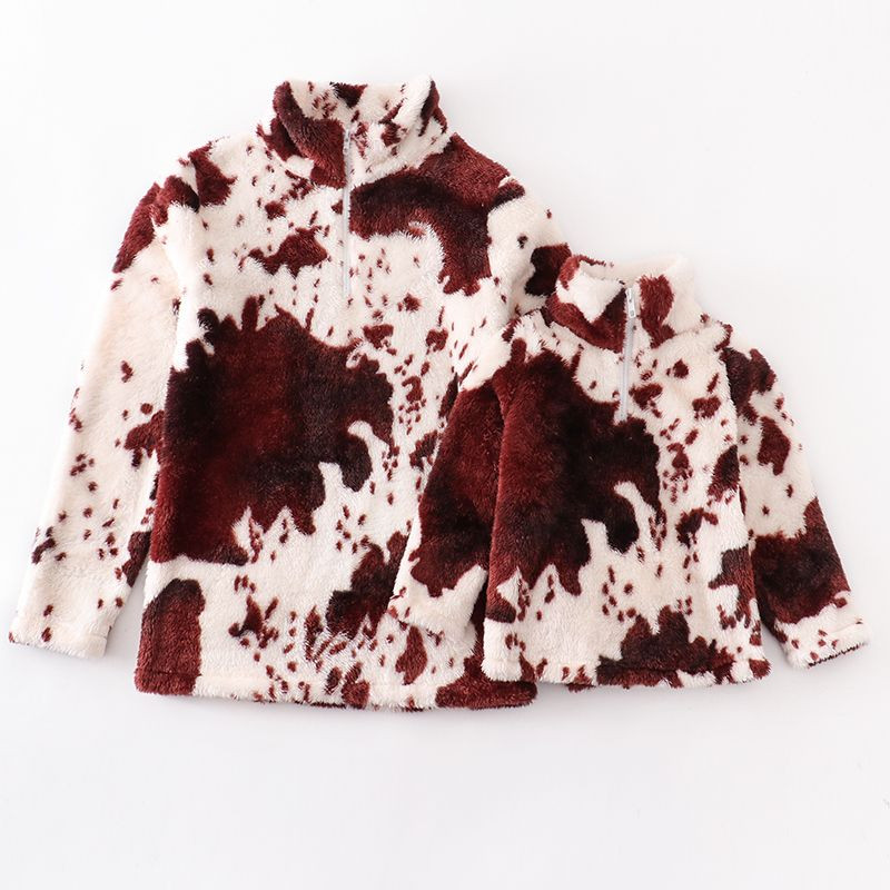 Girlymax rudens/ziemas tērpi ar garām piedurknēm Meiteņu mētelis ar rāvējslēdzēju Govs leoparda flīsa apģērbi bērniem Top Boutique bērnu apģērbi