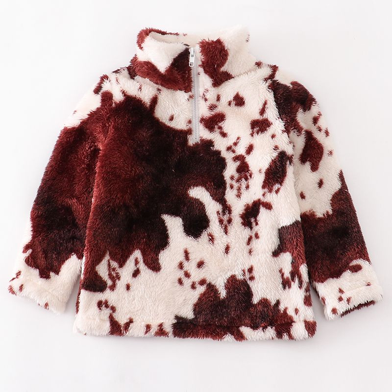 Girlymax rudens/ziemas tērpi ar garām piedurknēm Meiteņu mētelis ar rāvējslēdzēju Govs leoparda flīsa apģērbi bērniem Top Boutique bērnu apģērbi