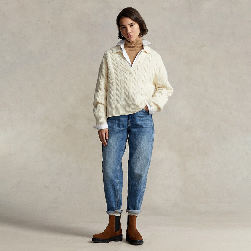 2022 RL Πουλόβερ Γυναικεία χειμερινά ρούχα Μόδα Πόλο γιακά Πλεκτό Unisex Πουλόβερ Πουλόβερ Μαλλί + Παλτό κασμίρ