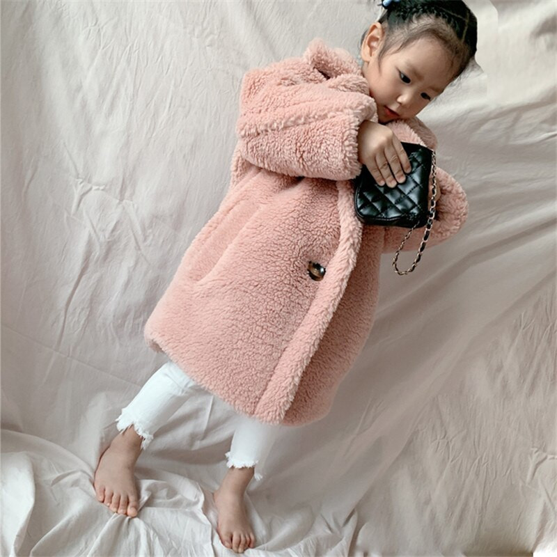 Νέο 2020 Φθινόπωρο Χειμώνας Παιδικό ψεύτικο παλτό κουρεύματος προβάτων Παιδικό κορίτσι Χοντρό casual μπουφάν Teen Girl Faux Fur Ζεστά εξωτερικά ενδύματα V40