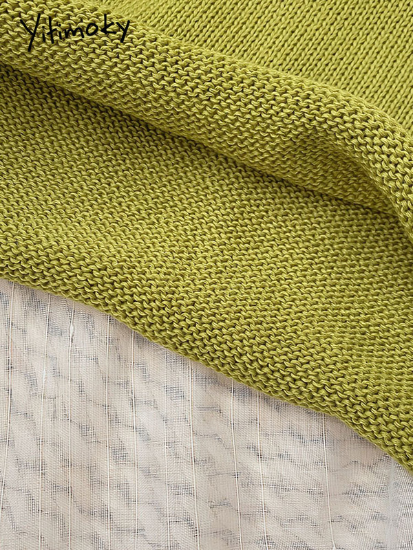 Yitimoky džemper Ženski preveliki pleteni pulover dugih rukava Tople kratke majice Jesen Zima 2022. Korejska modna odjeća O-izrez