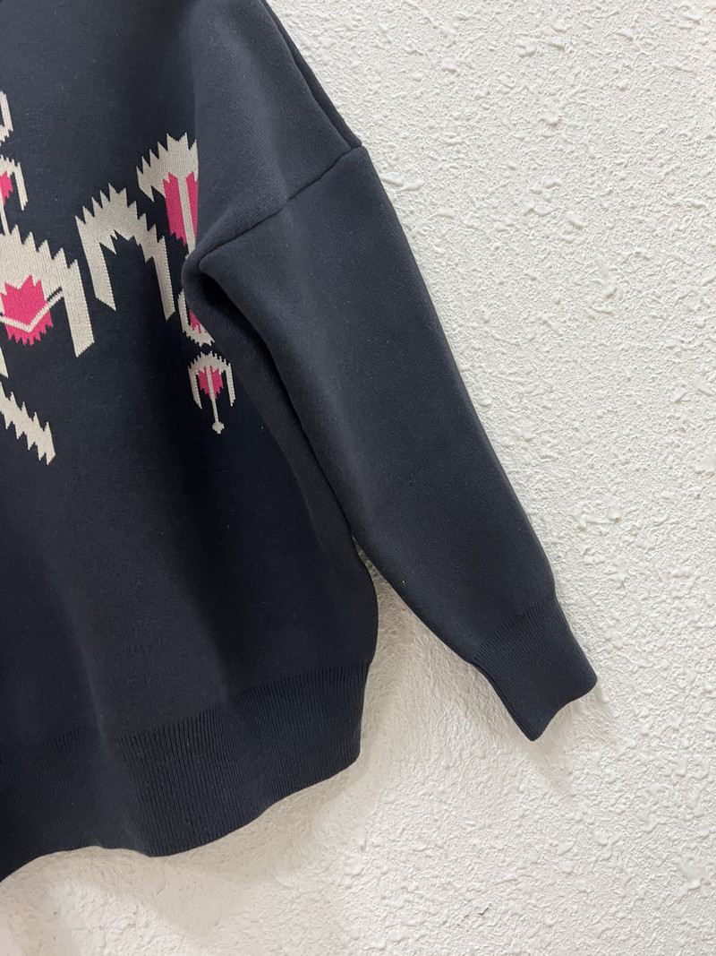 Γυναικείο πουλόβερ με στάμπα 2 χρωμάτων Φαρδύ πουλόβερ 2022 Φθινόπωρο Χειμώνας Γυναικείο μακρυμάνικο πουλόβερ με λαιμόκοψη