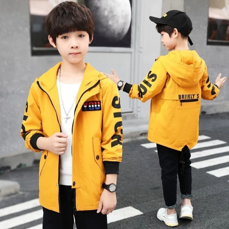 Nagy méretű tavaszi tinédzser kabátok alkalmi kültéri kapucnis pulóver gyerekeknek 2-10 éves korig, jóképű gyerekeknek széldzseki