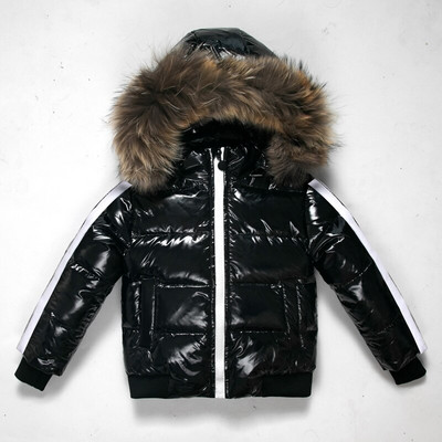 Νέο παιδικό παιδικό μπουφάν Παιδικό πουπουλένιο μπουφάν για αγόρια και κορίτσια White Duck Down - χειμερινή στολή σκι 30 μοιρών Raccoon Fur Collar 2-10Y