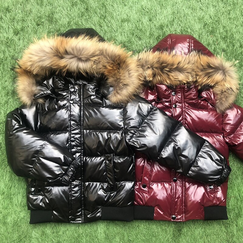 Νέο παιδικό παιδικό μπουφάν Παιδικό πουπουλένιο μπουφάν για αγόρια και κορίτσια White Duck Down - χειμερινή στολή σκι 30 μοιρών Raccoon Fur Collar 2-10Y