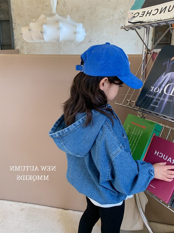 3443C Κοριτσίστικο καουμπόικο μπουφάν με κουκούλα φθινόπωρο 2022 Νέο κορεάτικο τζιν παλτό τζιν για κορίτσια με κουκούλα 2-9 ετών Παιδικό πανωφόρι