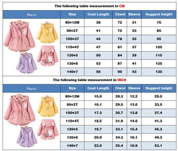 Есенно палто за момичета 2022 г. Сладък заек може да стегне талията Суичър с качулка за деца Деца Рожден ден Коледен подарък Ветровка