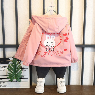 Φθινοπωρινό παλτό για κορίτσια 2022 Cute Rabbit Can Tighten Waist Φούτερ με κουκούλα για παιδιά Παιδιά Χριστουγεννιάτικο δώρο γενεθλίων Windbreaker