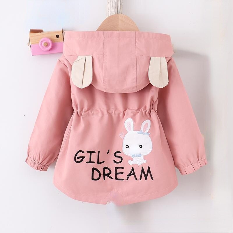 Φθινοπωρινό παλτό για κορίτσια 2022 Cute Rabbit Can Tighten Waist Φούτερ με κουκούλα για παιδιά Παιδιά Χριστουγεννιάτικο δώρο γενεθλίων Windbreaker