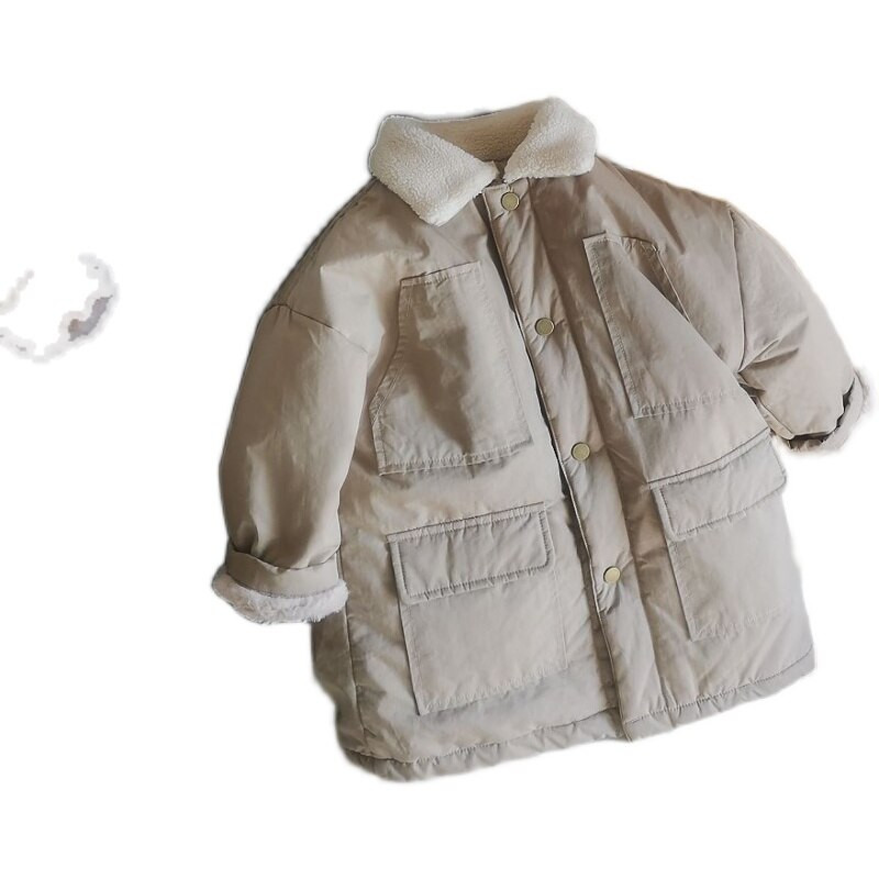 100-140 cm ziemas meitenes zēniem biezs silts flīsa mētelis zīdaiņiem bērniem bērniem virsdrēbes jaka divās krāsās