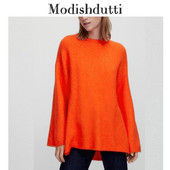 Modishdutti Ženska zimska moda visoke kvalitete 2022. Opušteni pleteni pulover s O-izrezom Ženski ležerni jednostavni gornji dijelovi Ženski