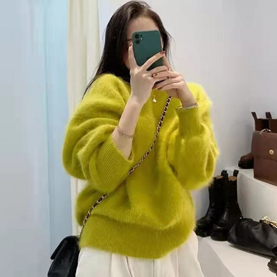 Νέες παραλαβές 2022 Basic στρογγυλή λαιμόκοψη 100% βιζόν κασμίρ πουλόβερ Προσαρμογή πουλόβερ Χαλαρά αφράτα Δωρεάν αποστολή JZ106