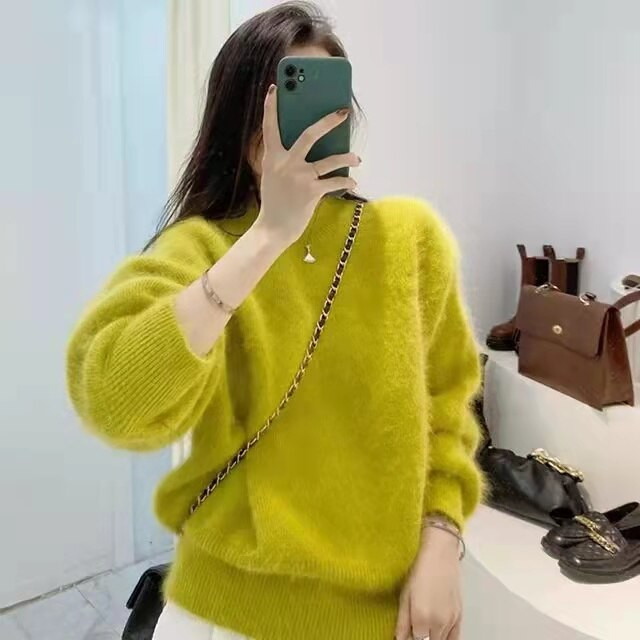 Νέες παραλαβές 2022 Basic στρογγυλή λαιμόκοψη 100% βιζόν κασμίρ πουλόβερ Προσαρμογή πουλόβερ Χαλαρά αφράτα Δωρεάν αποστολή JZ106