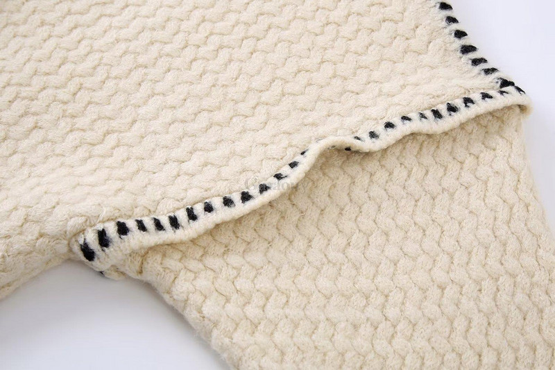 Garaouy 2023. gada pavasara rudens trikotāžas džemperis, sieviete ar apaļu apkakli, kontrasta līnija. Izrotāt brīvu sieviešu džemperi, mīksts, silts džemperis Mujer