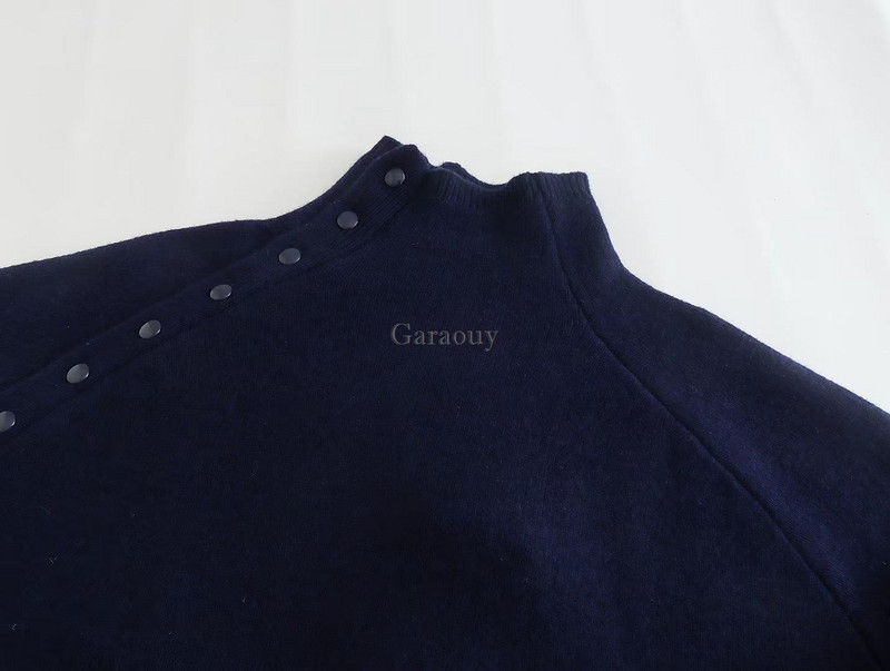 Garaouy 2023. Proljeće Jesen Ženska ležerna topla pletena vesta s dugmadima i dolčevitom Ženski preveliki pulover Majice džempera Pull Mujer