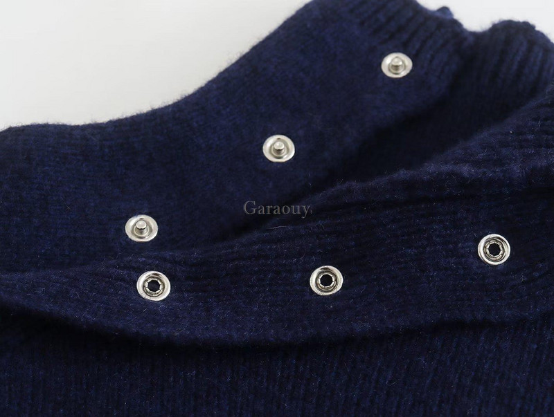 Garaouy 2023. Proljeće Jesen Ženska ležerna topla pletena vesta s dugmadima i dolčevitom Ženski preveliki pulover Majice džempera Pull Mujer