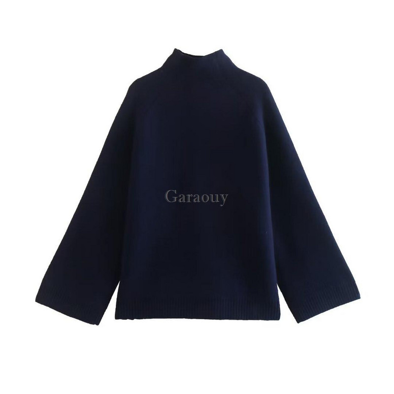 Garaouy 2023. Proljeće Jesen Ženska ležerna topla pletena vesta s dugmadima i dolčevitom Ženski preveliki pulover Majice džempera Pull Mujer