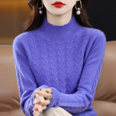 Χειμερινό γυναικείο πουλόβερ κασμίρ Πλεκτά πουλόβερ 100% μαλλί Merino O λαιμό μακρυμάνικο πουλόβερ Φθινοπωρινά ρούχα πουλόβερ Top Γυναικείο