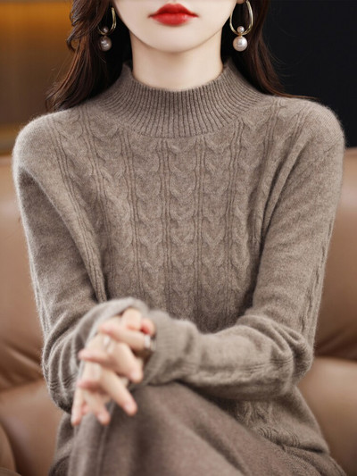 Χειμερινό γυναικείο πουλόβερ κασμίρ Πλεκτά πουλόβερ 100% μαλλί Merino O λαιμό μακρυμάνικο πουλόβερ Φθινοπωρινά ρούχα πουλόβερ Top Γυναικείο