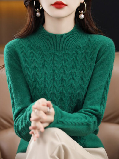 Χειμερινό γυναικείο πουλόβερ κασμίρ Πλεκτά πουλόβερ 100% μαλλί Merino O λαιμό μακρυμάνικο πουλόβερ Φθινοπωρινά ρούχα πουλόβερ Top Γυναικείο