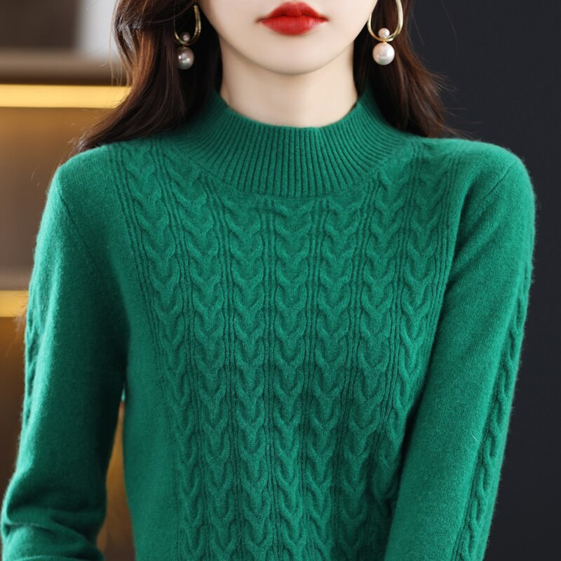 Χειμερινό γυναικείο πουλόβερ κασμίρ Πλεκτά πουλόβερ 100% μαλλί Merino O λαιμό μακρυμάνικο πουλόβερ Φθινοπωρινά ρούχα πουλόβερ Top Γυναικείο