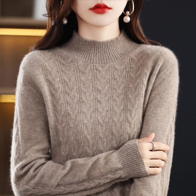 Χειμερινό γυναικείο πουλόβερ κασμίρ Πλεκτά πουλόβερ 100% μαλλί Merino O λαιμό μακρυμάνικο πουλόβερ Φθινοπωρινά ρούχα πουλόβερ Top Γυναικείο