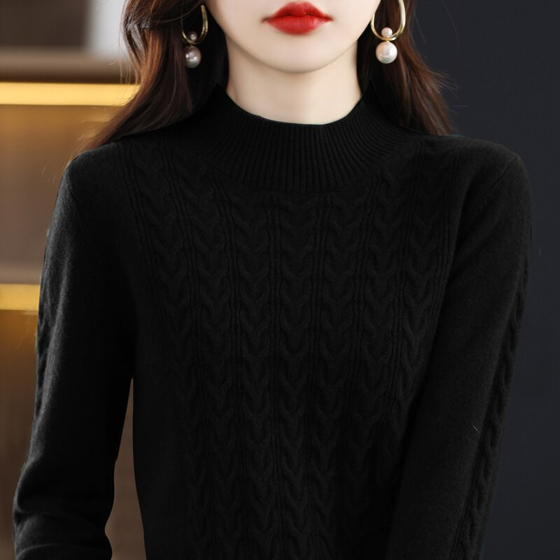 Χειμερινό γυναικείο πουλόβερ κασμίρ Πλεκτά πουλόβερ 100% μαλλί Merino O λαιμό μακρυμάνικο πουλόβερ Φθινοπωρινά ρούχα πουλόβερ Top Γυναικείο
