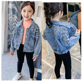 Novo proljeće 2022. Traper kaput s bisernim ukrasima za tinejdžerice Dječja modna vjetrovka Dječji rođendanski poklon Gornja odjeća