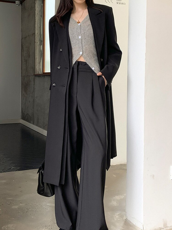 DEAT Modno žensko odijelo Trenč kaput s dvostrukim ovratnikom, ravnim gumbima, siva vjetrovka s dugim rukavima, ženska jesen 2022. Novo 17A4180