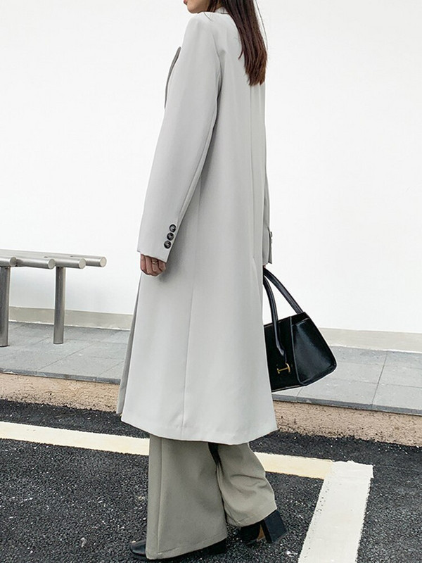 DEAT Modno žensko odijelo Trenč kaput s dvostrukim ovratnikom, ravnim gumbima, siva vjetrovka s dugim rukavima, ženska jesen 2022. Novo 17A4180