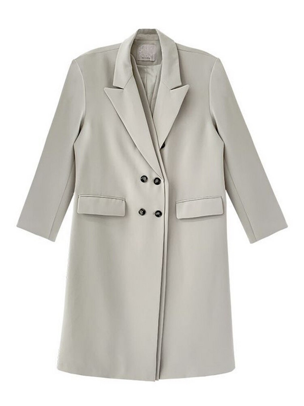 DEAT Modno žensko odijelo Trenč kaput s dvostrukim ovratnikom, ravnim gumbima, siva vjetrovka s dugim rukavima, ženska jesen 2022. Novo 17A4180