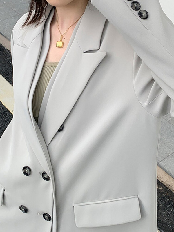 DEAT Modno žensko odijelo Trenč kaput s dvostrukim ovratnikom, ravnim gumbima, siva vjetrovka s dugim rukavima, ženska jesen 2022. Novo 17A4180