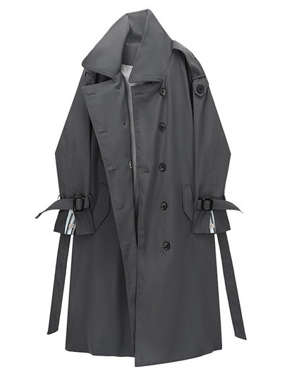 [DEAT] Γυναικεία ενδύματα μασίφ χιτώνα κομψό Νέο πέτο μακρυμάνικο χαλαρή εφαρμογή Windbreaker Fashion Tide Φθινόπωρο 2022 13DA3595